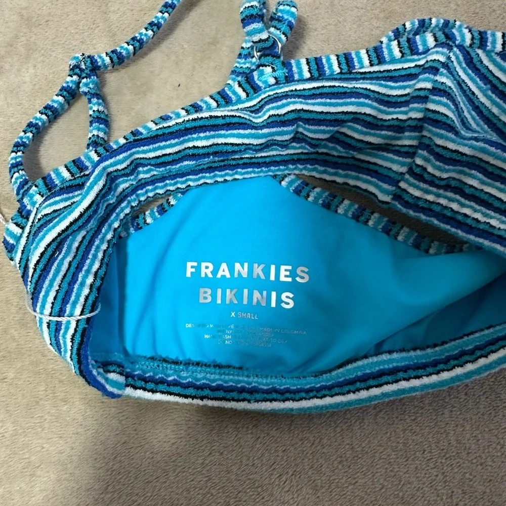 Frankie's Bikinis Terry Skimpy Bikini Bottom and Top Striped Set